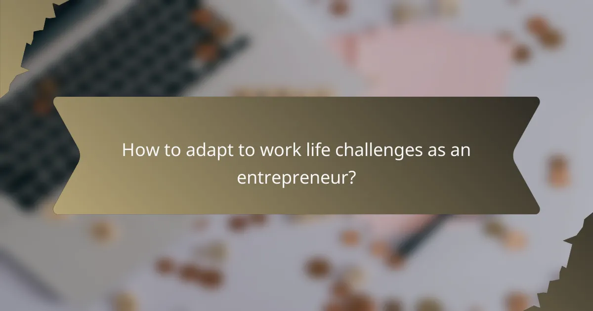 How to adapt to work life challenges as an entrepreneur?