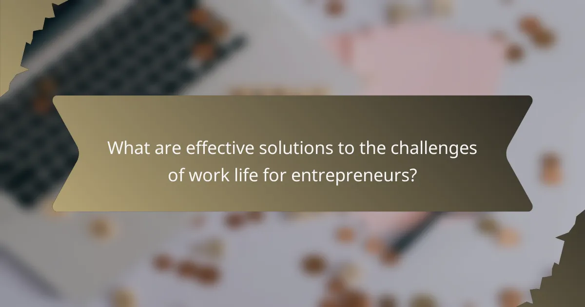 What are effective solutions to the challenges of work life for entrepreneurs?
