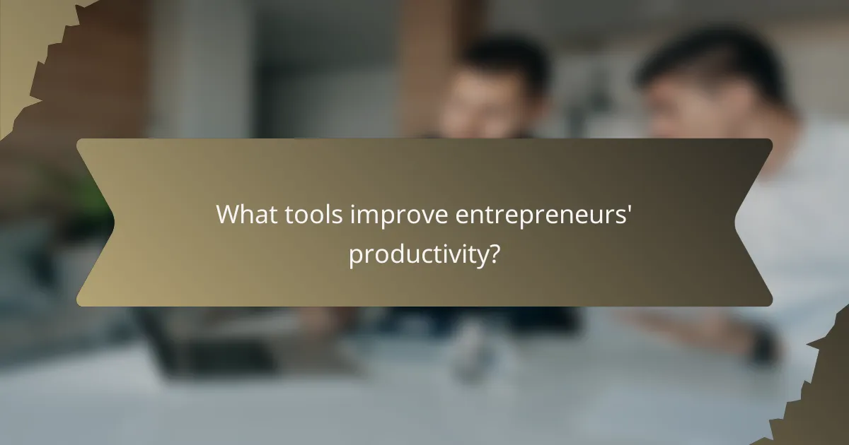 What tools improve entrepreneurs' productivity?