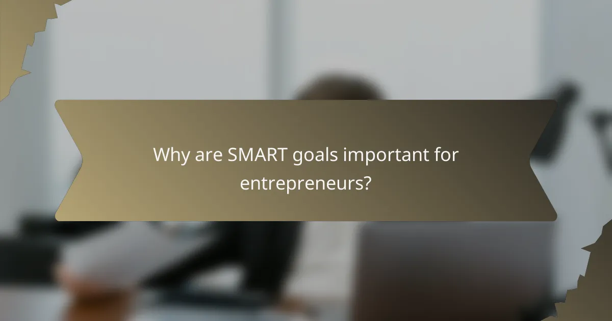 Why are SMART goals important for entrepreneurs?